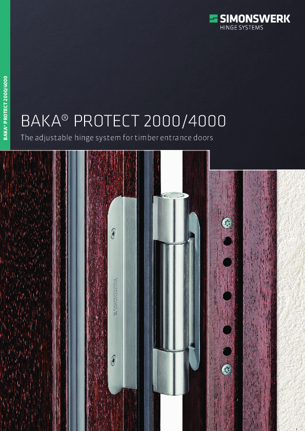 SIMONSWERK BAKA® Protect - adjustable hinge system for timber entrace doors