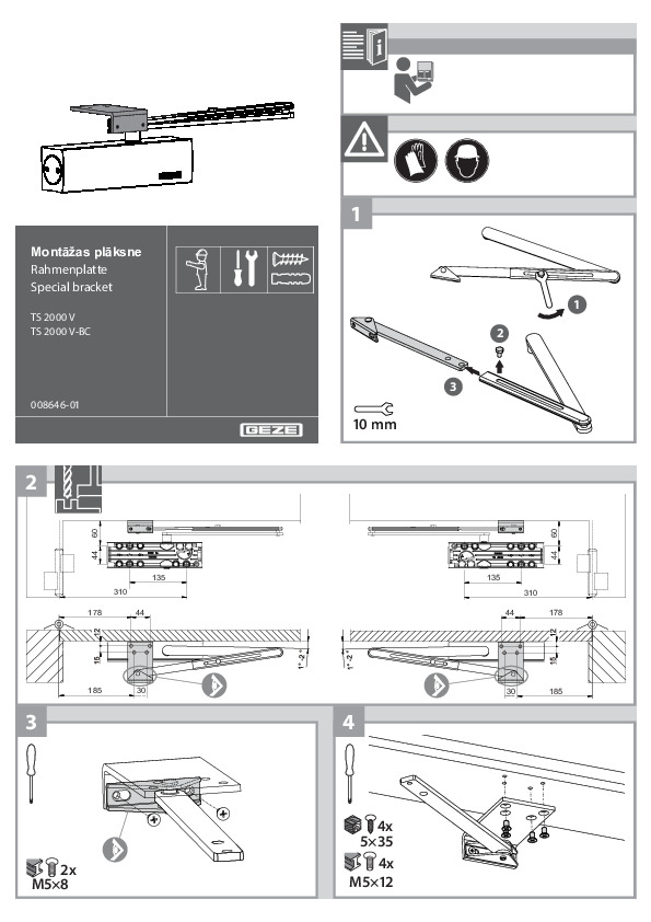 Mounting plate for door closer TS 2000 V/TS 2000 V BC 