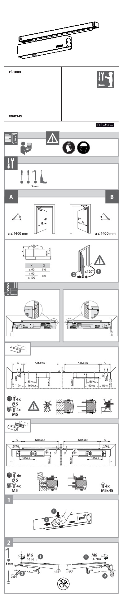 Assembly instructions for door closer TS 5000 L ISM 