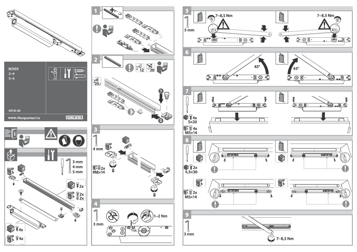 Assembly instructions for concealed door closers BOXER 2-4  and BOXER 3-6 