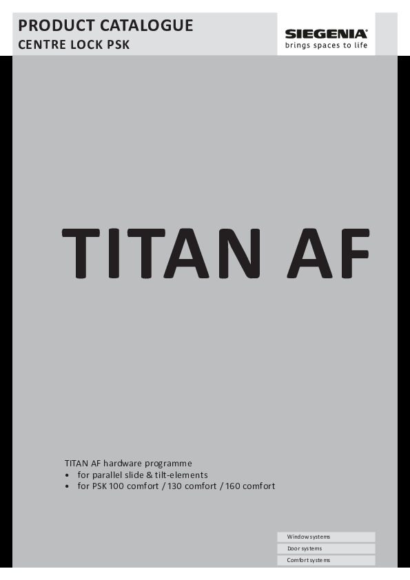PORTAL PSK160 Titan AF - centrālā perimetra furnitūra (ENG)