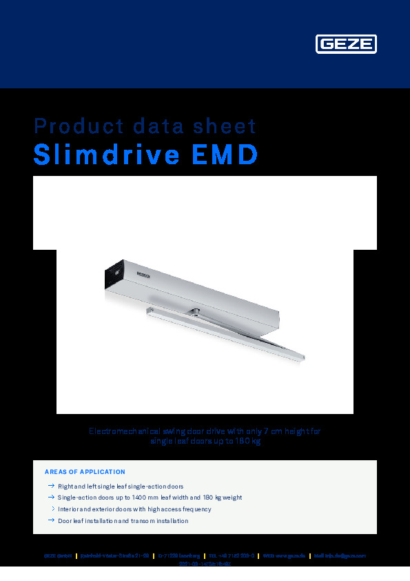 GEZE Slimdrive EMD - tehniskā informācija (ENG)