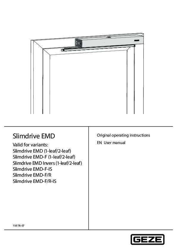 User manual for GEZE Slimdrive EMD/EMD-F (ENG)