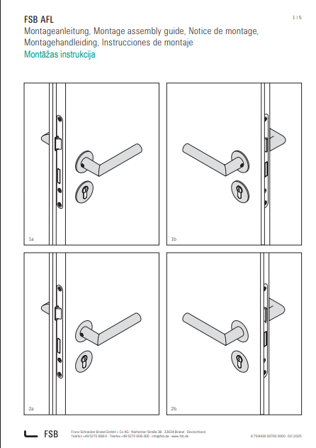 FSB AFL rokturu garnitūras montāžas instrukcija