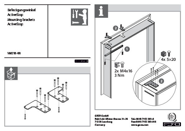 GEZE ActiveStop mounting brackets