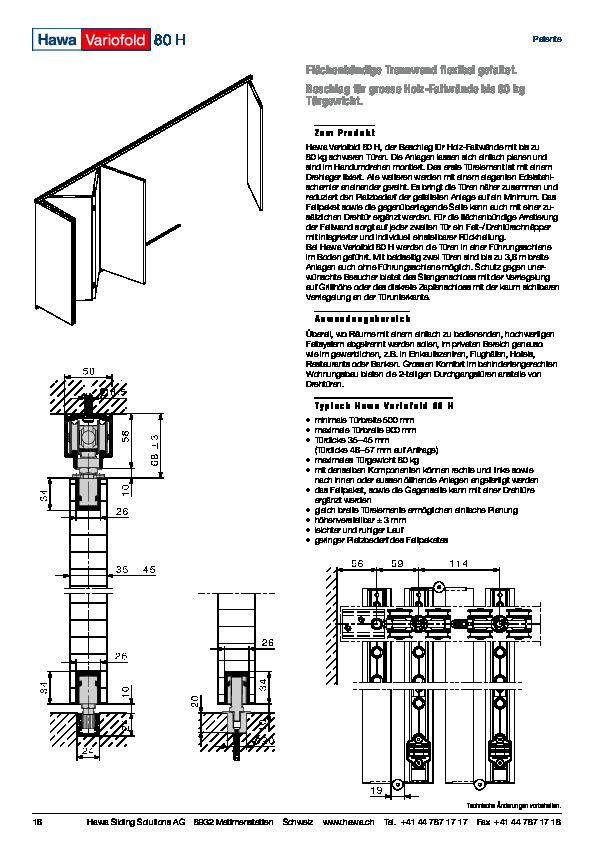 HAWA Variofold 80 H - katalogs