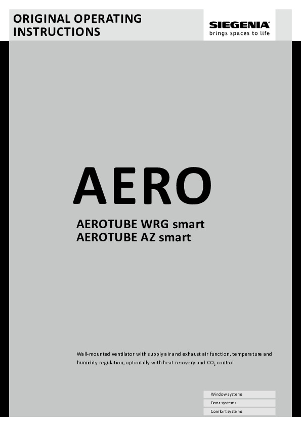 AEROTUBE AZ/WRG smart installation and operatig manual