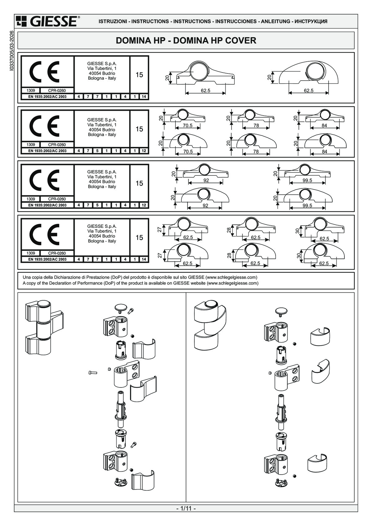 DOMINA HP 3 montāžas instrukcija