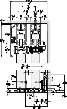 HAWA FRONTSLIDE 100 A SYMMETRIC 2+2 - montāžas piemēri 4 vērtnēm ar manuālu vadību