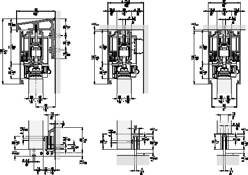 HAWA FRONTSLIDE 100 A SYMMETRIC 2 - montāžas piemēri 2 vērtnēm ar manuālu vadību