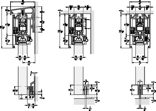 HAWA FRONTSLIDE 60 MATIC SYMMETRIC 2 - montāžas piemēri 2 vērtnēm ar motorizētu vadību