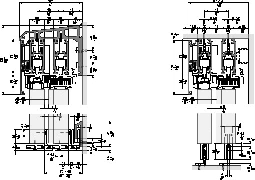 HAWA FRONTSLIDE 60 MATIC SYMMETRIC 2+2 - montāžas piemēri 4 vērtnēm ar motorizētu vadību