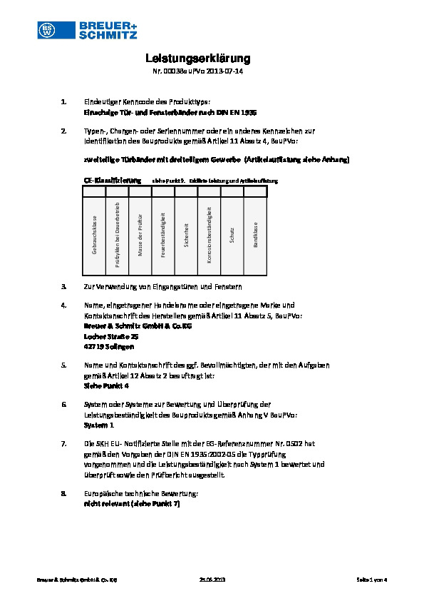 Ekspluatācijas īpašību deklarācijas oriģināls vācu valodā: EĪD003_BauPVo_20130714_DE