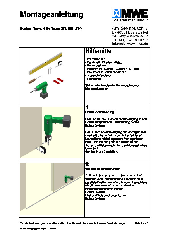 TERRA H SoftSTop - montāžas instrukcija (DE)