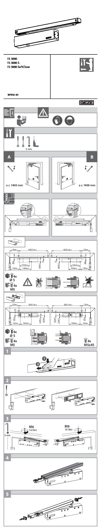 Assembly of door closer TS 5000 ISM  