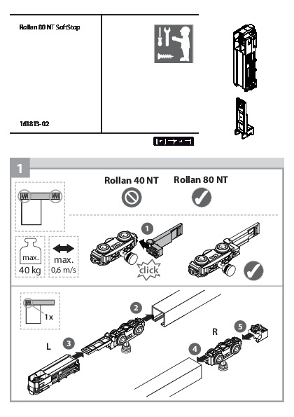 GEZE Rollan 80 NT SoftStop - montāžas instrukcija