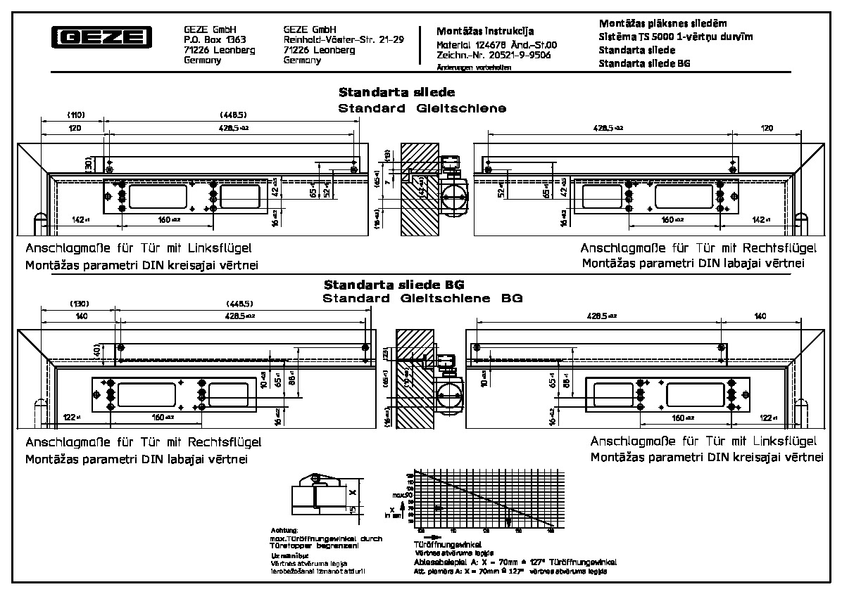 Door closer TS 5000 installation with mounting plate (DE/LV)