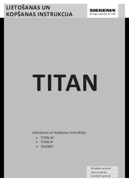 TITAN AF, TITAN IP, FAVORIT Lietošanas un kopšanas instrukcija (LV)