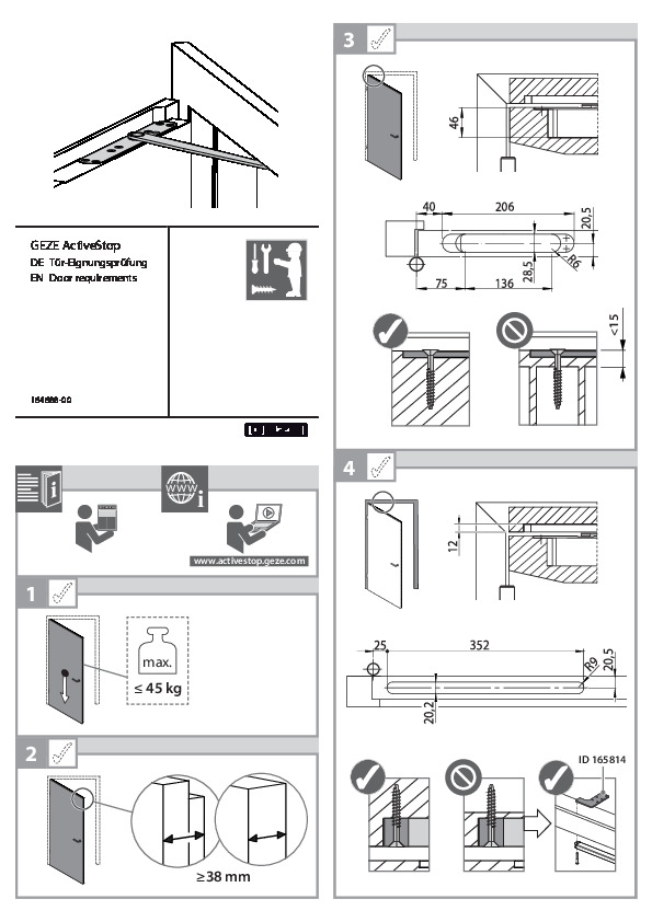 GEZE ActiveStop door requirements