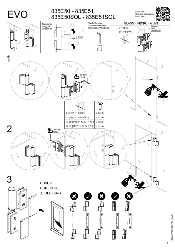EVO 835E50 / 835E50SOL / 835E51 - montāžas instrukcija (EN/IT/DE)