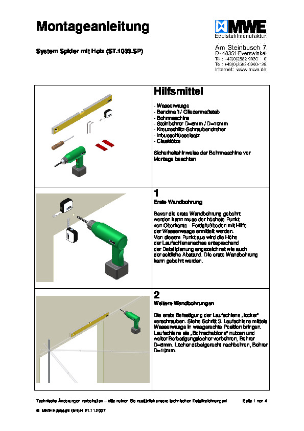 SPIDER - montāžas instrukcija koka vērtnei (DE)