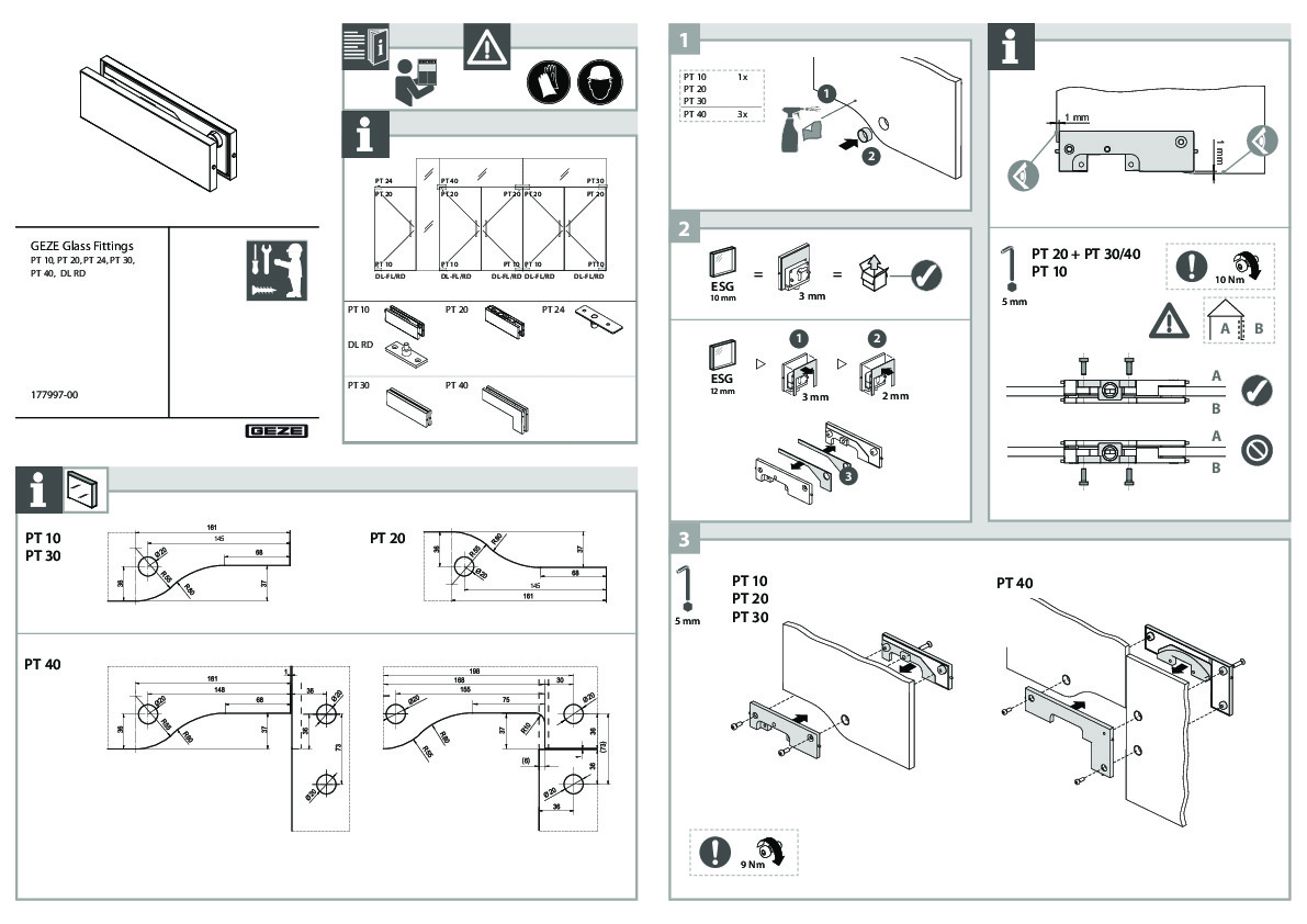 GEZE Glass fittings - assembly instructions