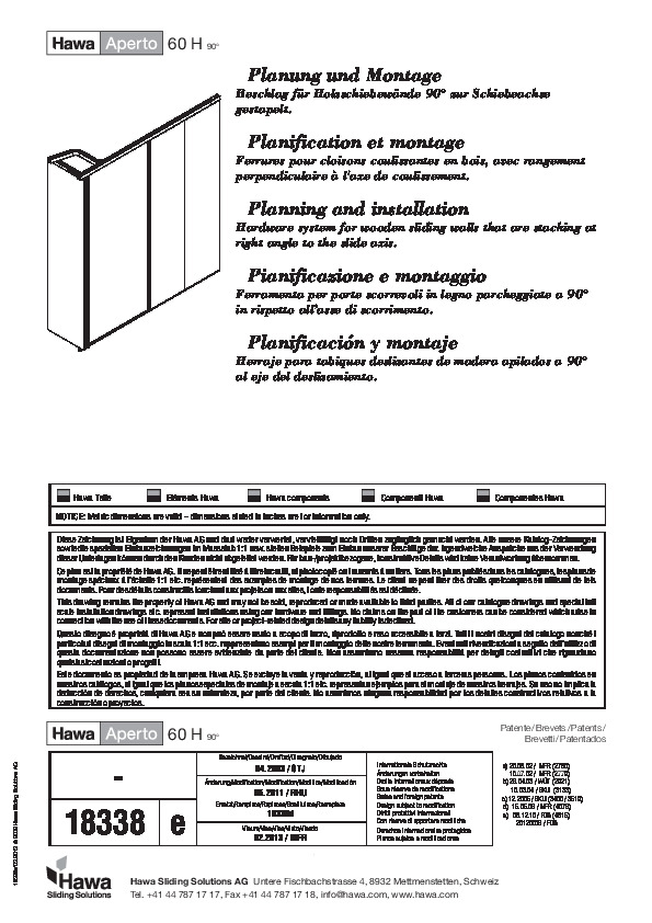 HAWA APERTO 60 H - montāžas instrukcija ar savietošanas paketi 90° lenķī