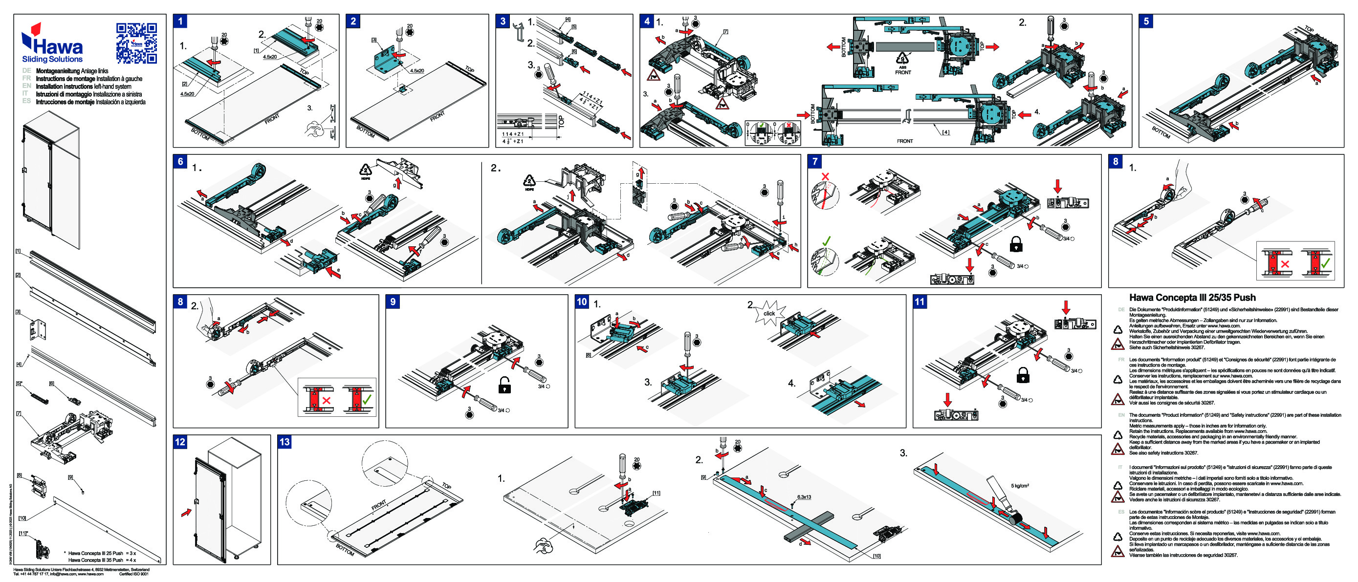 HAWA CONCEPTA III 25/35 PUSH - montāžas instrukcija