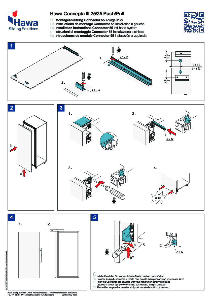 HAWA CONCEPTA III 25/35 PUSH/PULL - vērtņu savienotāja instrukcija