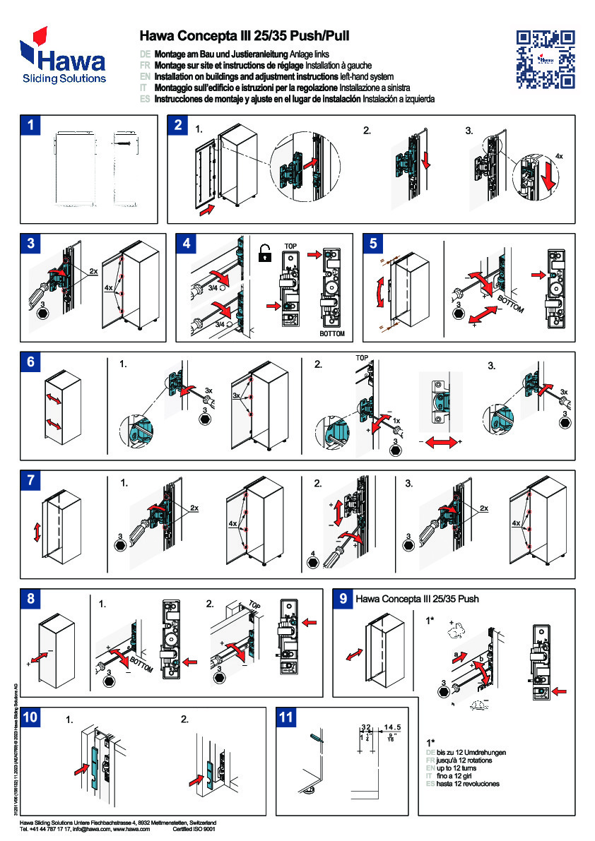 HAWA CONCEPTA III 25/35 PUSH/PULL - uzstādīšanas un regulēšanas instrukcija