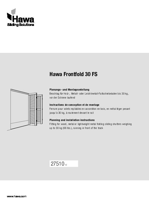 HAWA FRONTFOLD 30 FS - montāžas instrukcija (ENG/FR/DE)