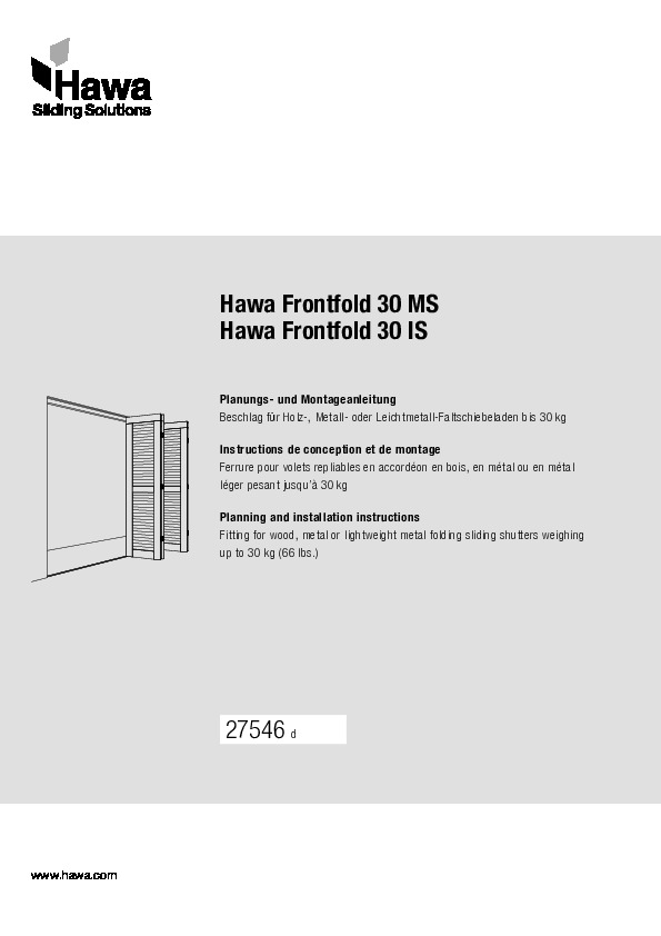 HAWA FRONTFOLD 30 MS/IS - montāžas instrukcija (ENG/FR/DE)
