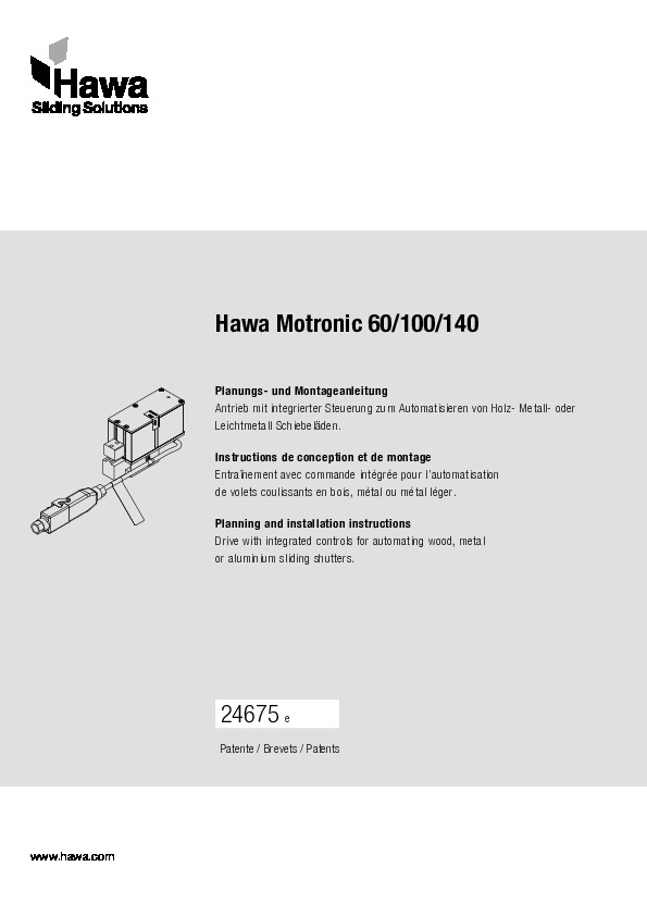 HAWA MOTRONIC 60/100/140 - montāžas intrukcija (EN/DE/FR)