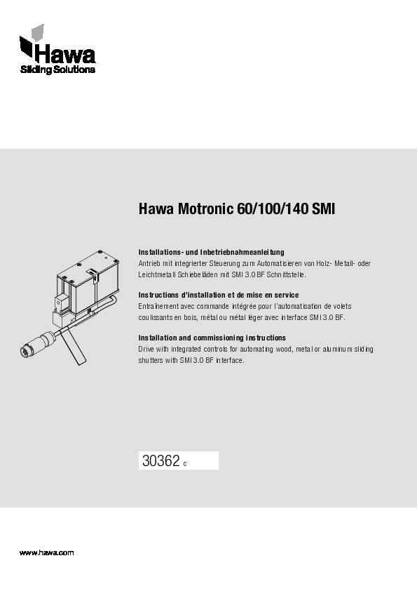 HAWA MOTRONIC 60/100/140 SMI - montāžas intrukcija (EN/DE/FR)