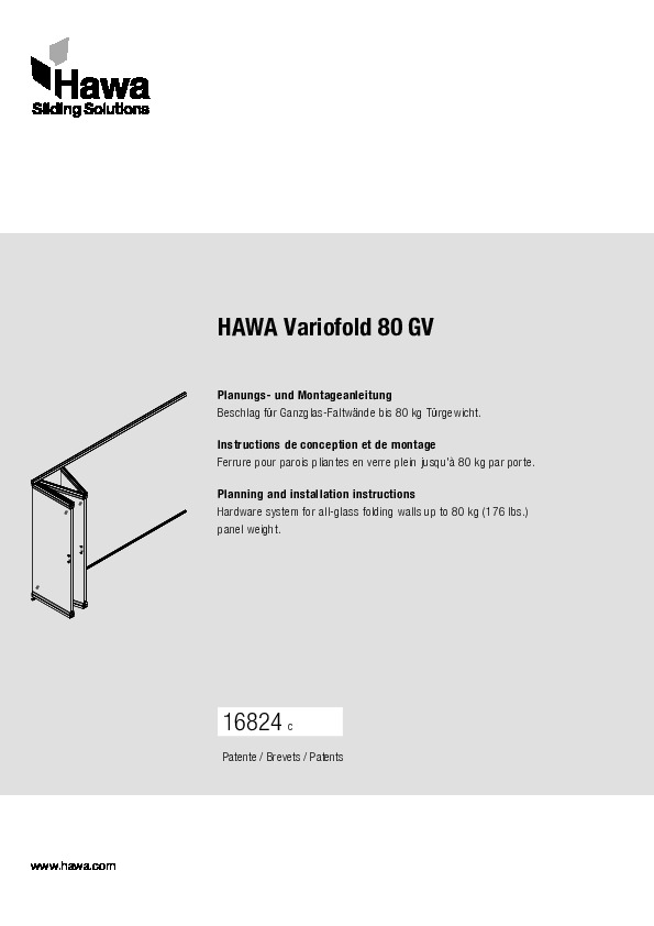 HAWA VARIOFOLD 80 GV - montāžas instrukcija