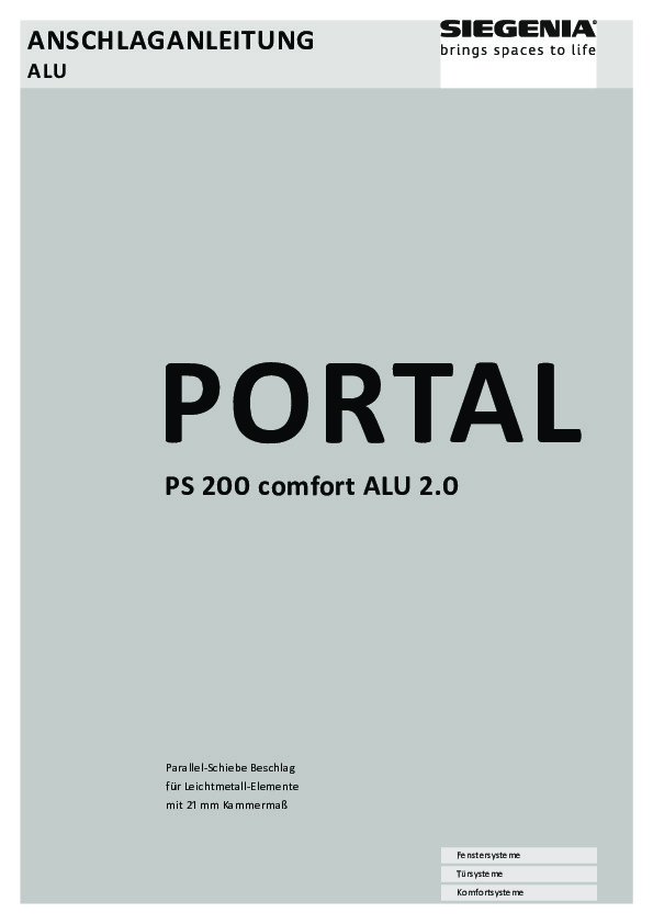 PORTAL PS200 ALU - montāžas instrukcija (DE)
