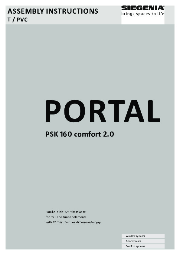 PORTAL PSK160 comfort - montāžas instrukcija (ENG)
