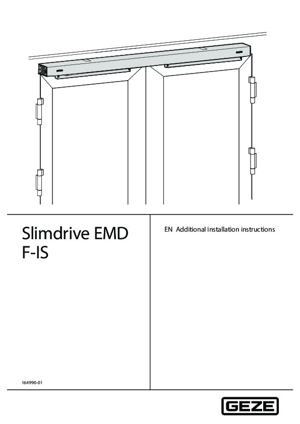 GEZE Slimdrive EMD-F-IS papildu montāžas instrukcija (ENG)