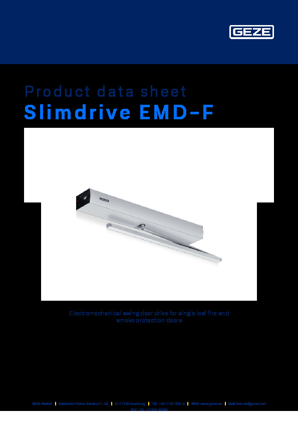 GEZE Slimdrive EMD-F tehniskā informācija (ENG)