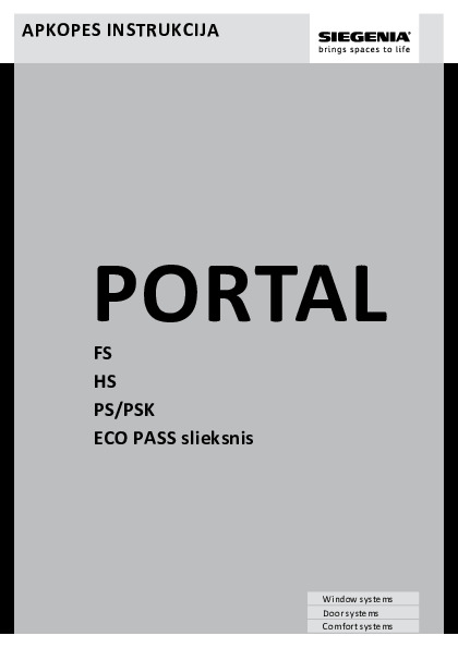 PORTAL / ECO PASS - kopšanas instrukcija (LV)