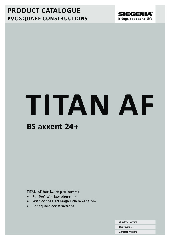 TITAN AF Detaļu katalogs - Slēptās eņģes axxent24+ PVC logiem (ENG)
