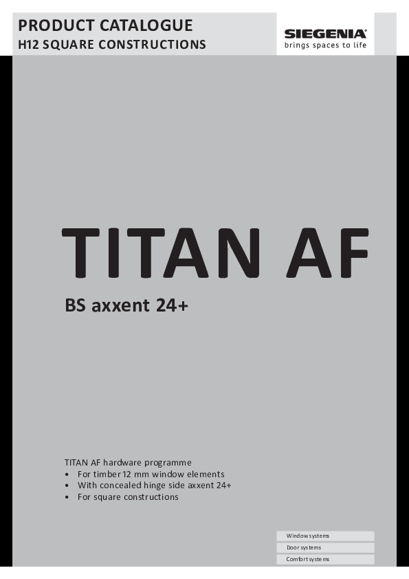 TITAN AF Detaļu katalogs - Slēptās eņģes axxent24+ koka logiem (ENG)