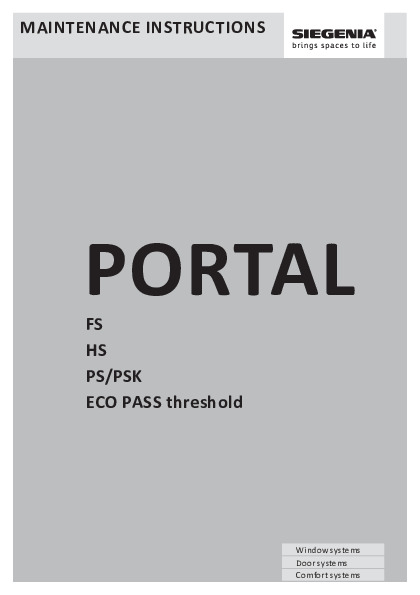 PORTAL / ECO PASS - kopšanas instrukcija (EN)