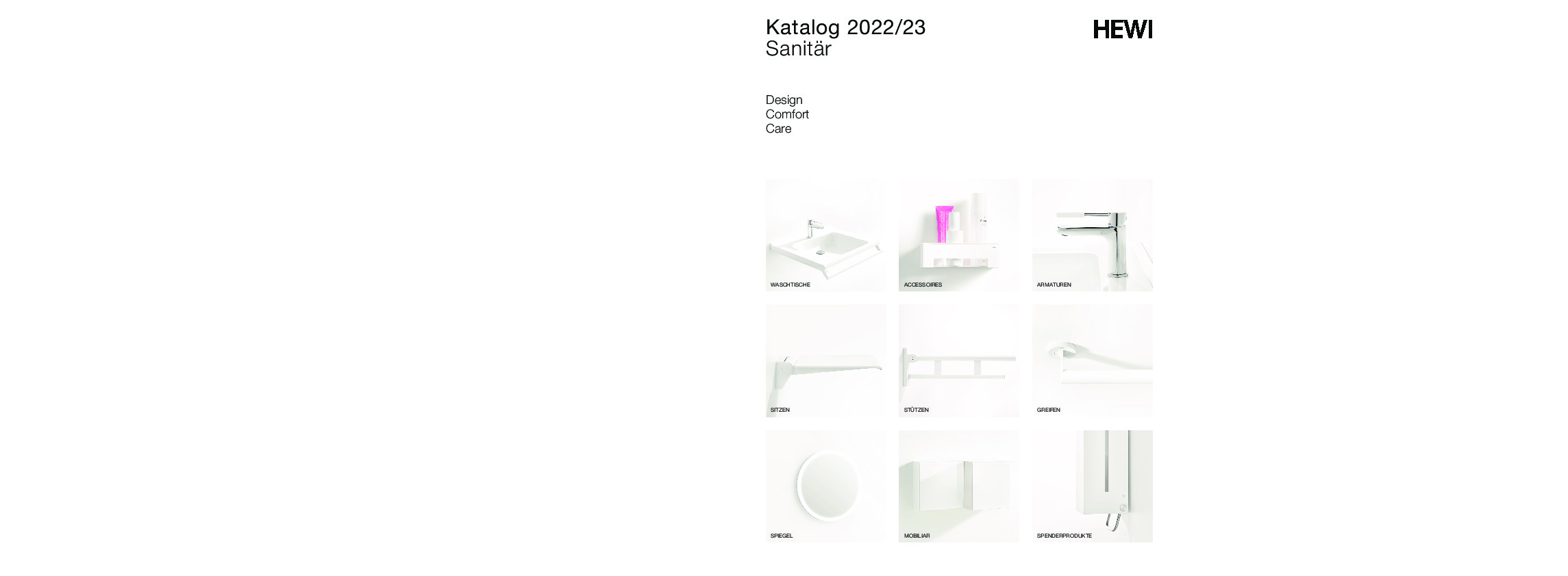 HEWI sanitāro telpu aprīkojums - katalogs 2022-23