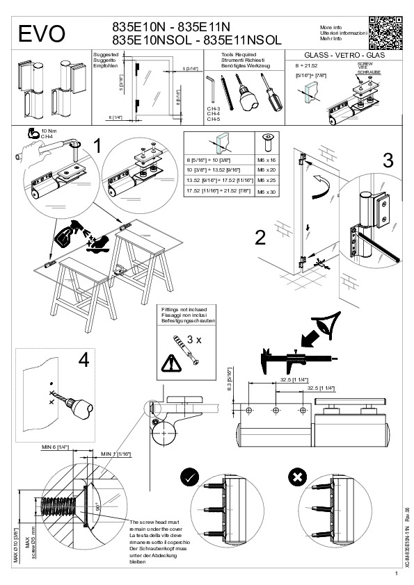 EVO 835E10N / 835E11N / 835E10NSOL / 835E11NSOL - montāžas instrukcija (EN/IT/DE)