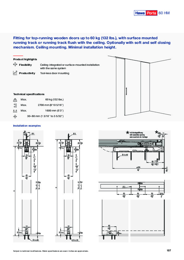 HAWA Porta 60 HM - hardware system catalogue