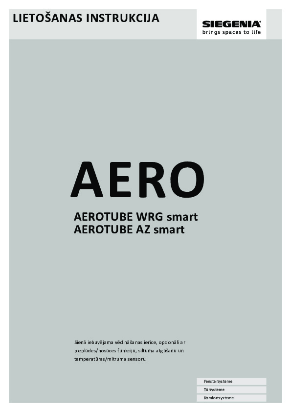 AEROTUBE WRG smart un AEROTUBE AZ smart montāžas un lietošanas instrukcija