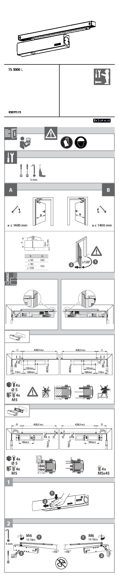 GEZE TS 5000L montāžas instrukcija