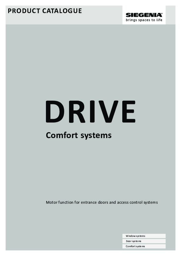 Product catalogue of DRIVE comfort systems GENIUS 2.2 and A-opener
