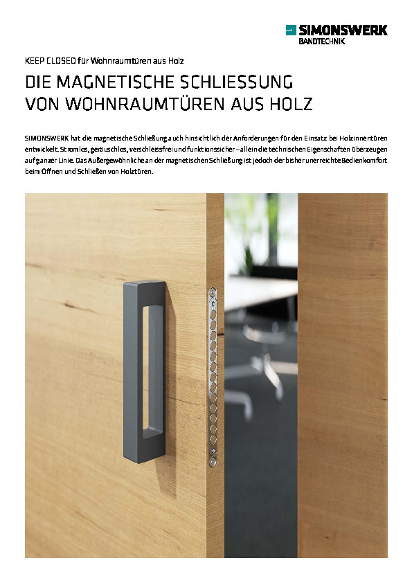 SIMONSWERK KCM closing magnets for timber interior doors 2020